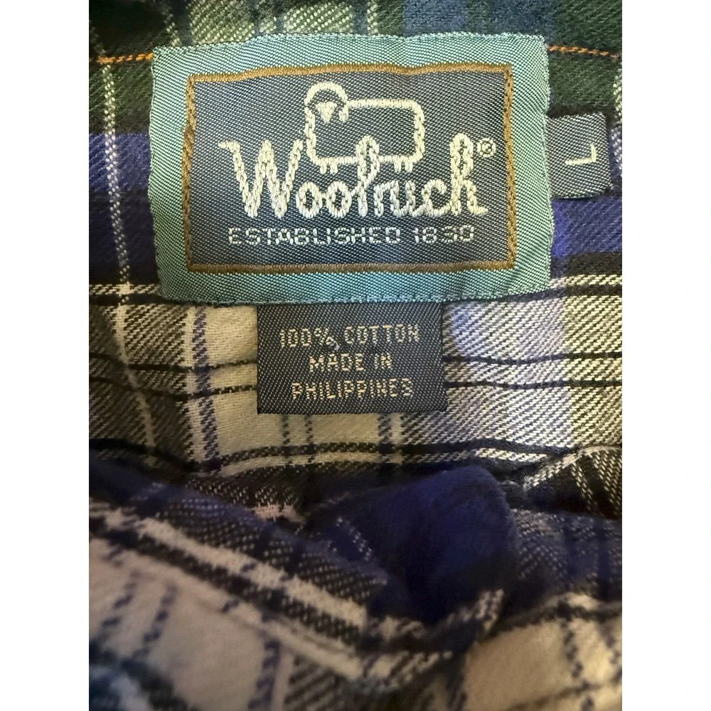 WOOLRICH - Men's Blue Plaid‎ Button Long Sleeve Flannel Shirt -Size Large